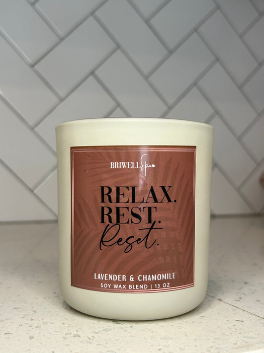 “Relax, Rest, Reset” Candle